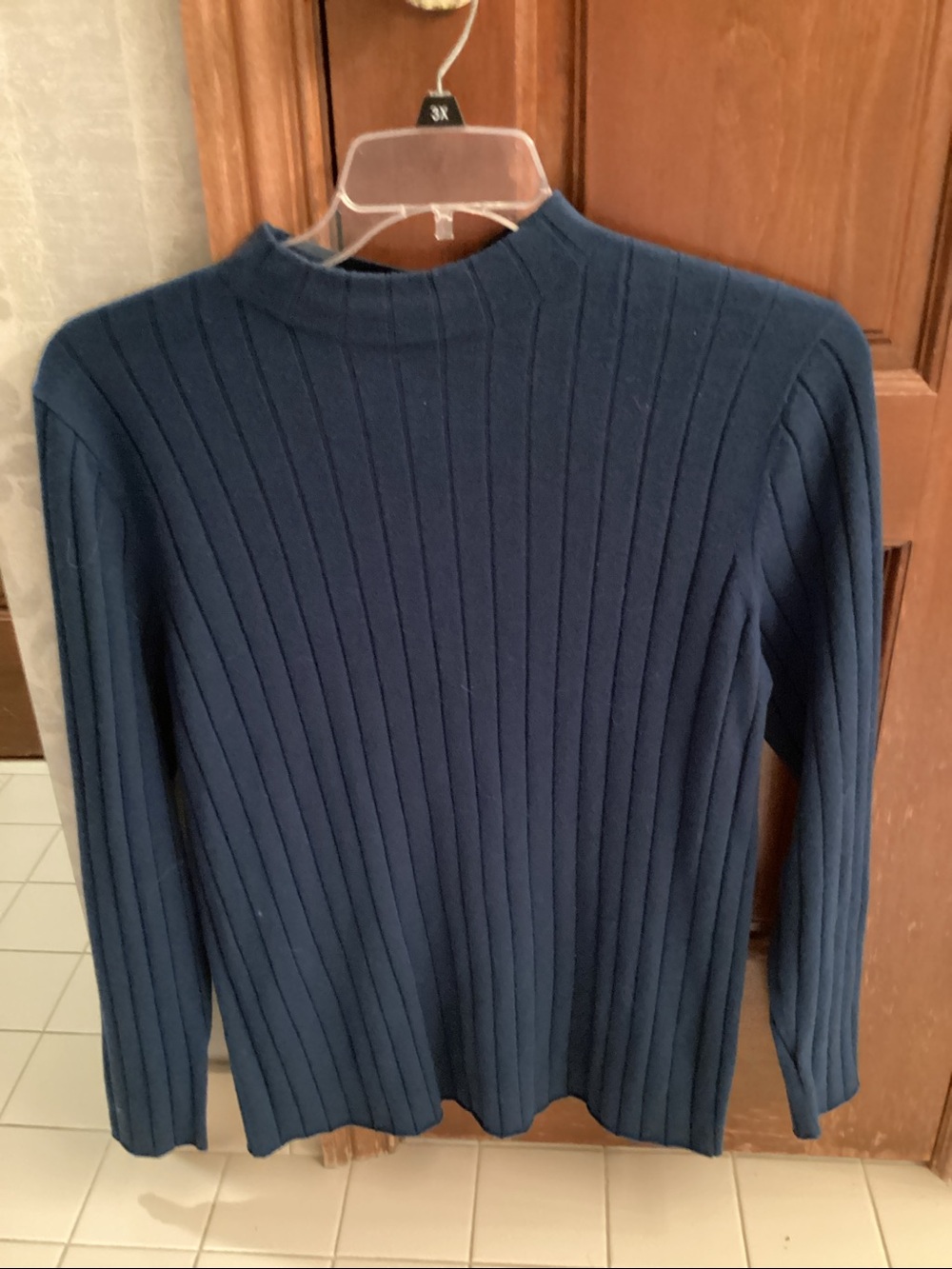 Lafayette 148 New York Royal Blue Ribbed Mock Neck Sweater